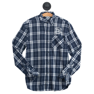 Buy navy-silver MENS FLANNEL BUTTON DOWN SHIRT